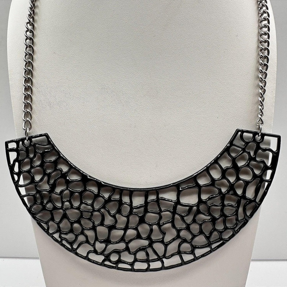 Unbranded Statement Necklace Y2K Women 14in Black Excellent Geometric Bib Chain